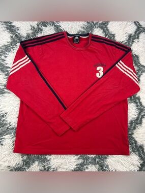 Vintage Adidas Men Red Long Sleeve Shirt Size XL